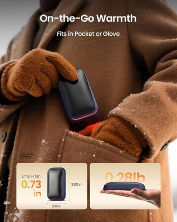 Електричний грілка для рук Gaiatop 2 шт. з магнітом, USB, багаторазовий, 3 швидкості нагріву, компактний, подарунок для чоловіків та жінок (блакитний)