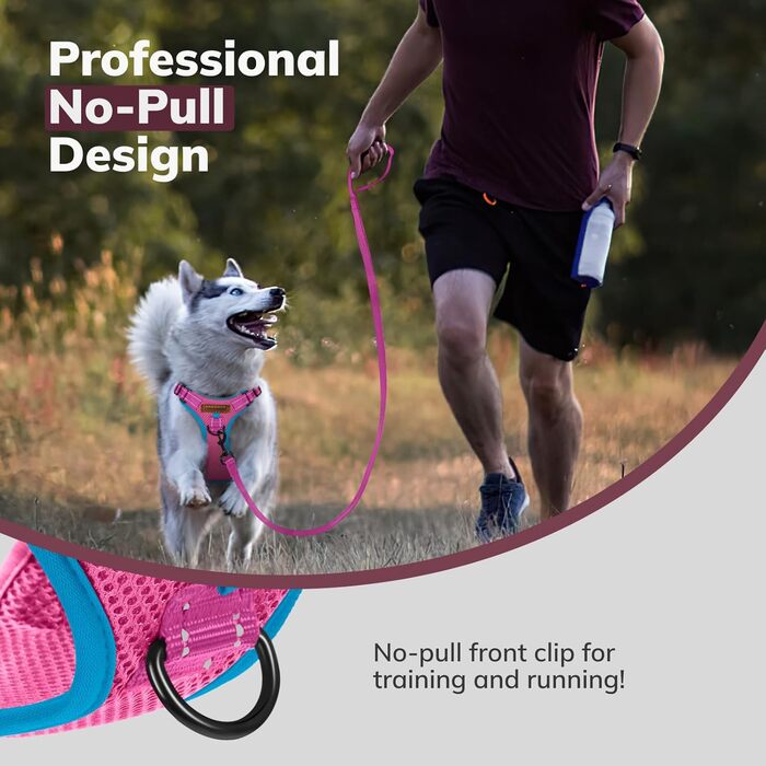 Нашийник для собак FAYOGOO з відбиваючими елементами, не тягне, м'який, з підкладкою, для маленьких, середніх та великих собак (рожевий, XS)