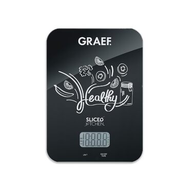 Кухонні ваги GRAEF KS202 чорного кольору з цифровим дисплеєм, скло, до 5 кг, функція тарування