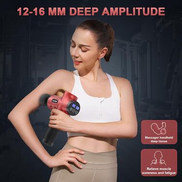 ALDOM Massage Gun - Electric Muscle Massager with 30 Speed Settings & 8 Attachments - Red
