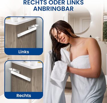 Тримач для рушників на стіну rtmr, хром, 32 см. Стильний тримач для рушників з алюмінію, для ванної кімнати та гостьового туалету. Компактний, настінний.