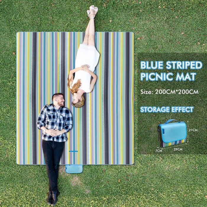 Плед для пікніка Muyans 300x200 см, XXL, вологостійкий, складаний, з ручкою для саду, пляжу, кемпінгу