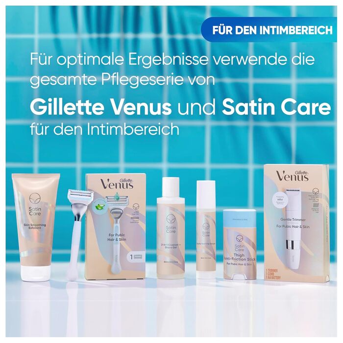 Жіноча бритва Gillette Venus для зони бікіні та чутливих ділянок, сіро-блакитна (1 ручка + 4 змінні касети)