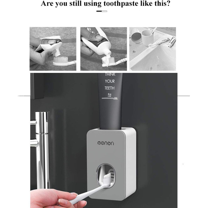 Автоматичний диспенсер зубної пасти та тримач для зубних щіток MHTECH (Zdjygq-hs-2) - комплект з 2 прес-паст, 4 стаканів, для 5 щіток