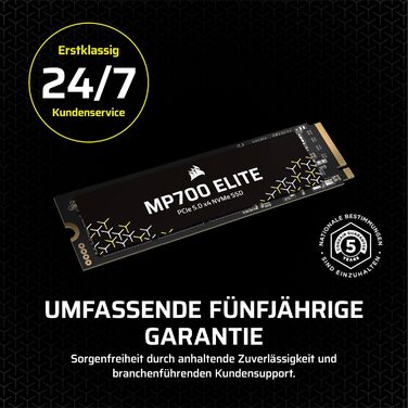 SSD Corsair MP700 Elite 2TB PCIe 5.0 NVMe M.2 – Швидкість до 10000 МБ/с, без радіатора