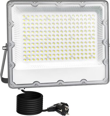 Комплект із 2 LED прожекторів для вулиці 100Вт, 8910Лм, холодне біле світло 6500K, IP66 водонепроникний, з євровилкою, для безпеки, двору, саду