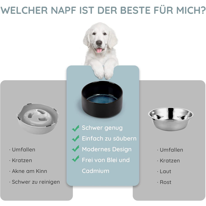 Миска для собак та котів SPUNKYJUNKY з кераміки, велика, 850 мл, піднята на бамбуковому стійці, колір «Зоряне небо»
