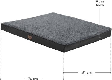 Ортопедичне ліжко для собак Juskys Milow, 76x51 см - м'яке та стабільне, знімний та пральний чохол. Підходить для маленьких собак - сірий колір.