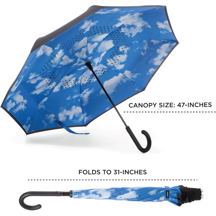 Складаний парасолька Inbrella Reverse-Close Royal/Black – чорний, з королівським дизайном