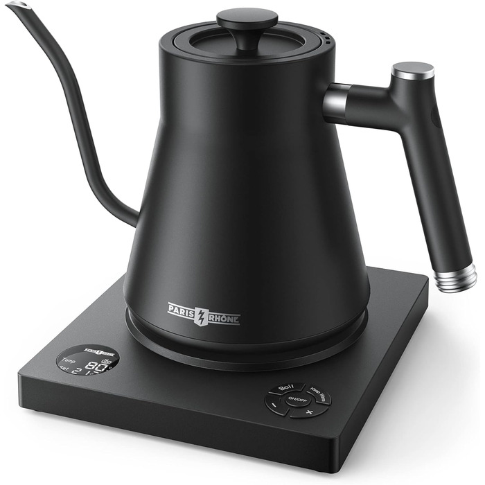 PARIS RHÔNE Swan Neck Electric Kettle with Temperature Control - 0.9L, 24-Hour Keep Warm, Dark Green