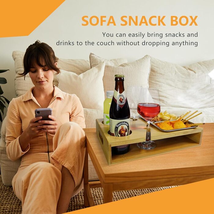 Couch Bar, Couchbar Sofa, Couchbar Snackbox, Wine Holder for Couch, Couchbar - Sofa Table - Wine Rack - Snack Bowl - Snack Holder - Couch Butler