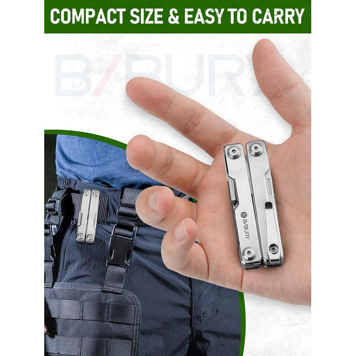 Мультитул BIBURY Mini 10-в-1: кусачки, пінцет, склобій, інструмент для кемпінгу та відпочинку на природі