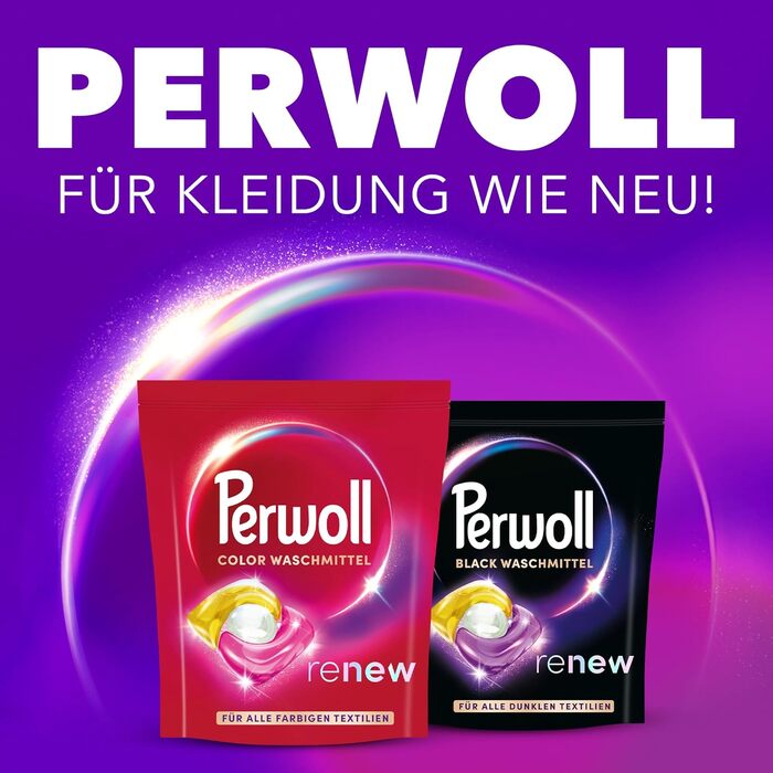 Капсули для прання кольорових речей Perwoll Renew Caps Color All-in-1, відновлення кольору та волокон, 80 прань (2 x 40 шт)