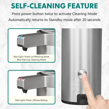 Mamiddle Automatic Soap Dispenser Stainless Steel with Sensor Infrared Soap Dispenser Electric IPX5 Waterproof USB-C Charging with Sensor Infrared Motion Sensor for Kitchen & Bathroom (Brushed Silver)