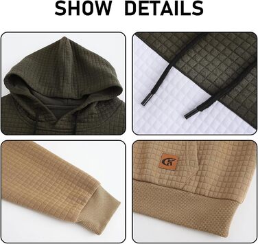 Чоловічий худі YuKaiChen з па́тчворком, великі рукави, капюшон, кольоровий, з кишенями, оливковий/білий/хакі