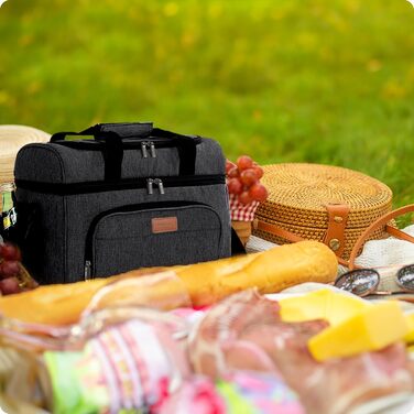 Чорна сумка-холодильник 15 літрів: компактна термосумка для пляжу, кемпінгу, обіду, подорожей, роботи - підтримує холод та тепло