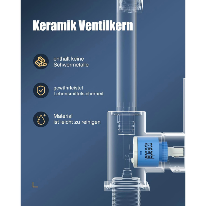 Кран кухонний поворотний 360°, з нержавіючої сталі, для кухні, вантажівки, ванної кімнати (B Gold)