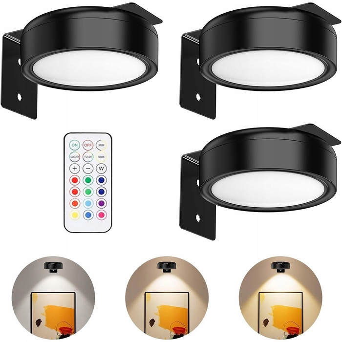 Набір із 3 магнітних підсвіток для картин на батарейках, настінні світильники для картин