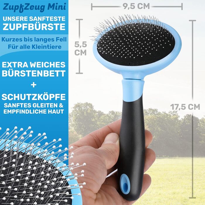 Щітка для собак та котів BluePet для довгої шерсті - видаляє підшерсток, ковтуни та вузли. Версія 2.0 з кнопкою для очищення. Для щоденного використання (Блакитна) (Міні Блакитна)