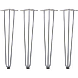 Набір ніжок Zelsius Hairpin 60 см, сталь, сірі – ніжки для столу, меблів, DIY, з захистом підлоги