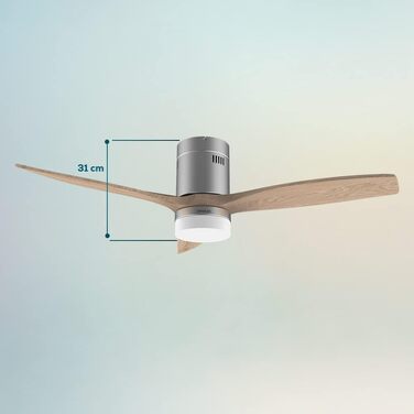 Стельовий вентилятор Cecotec Aero 5600 WiFi з підсвічуванням та дистанційним керуванням, 52 дюйми, нержавіюча сталь/дерево
