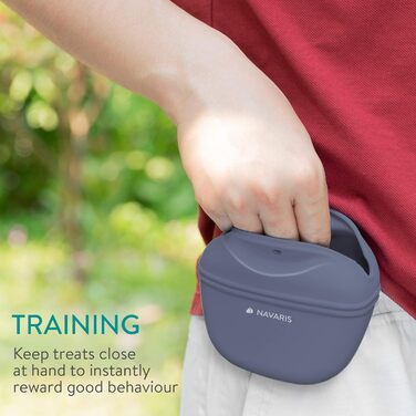 Набір з 2 силіконових мішечків для корму Navaris - мішечки для ласощів з кліпсою та магнітом - для сухого, вологого корму та ласощів (сірий & фіолетовий)