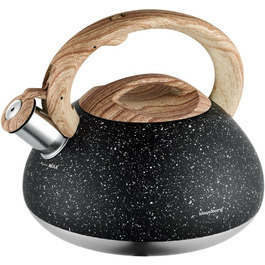 Чайник Klausberg з нержавіючої сталі з флейтою, 2.7 л, чорний