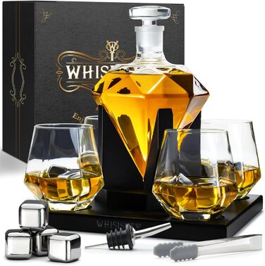 Набір віскі Whiskey Karaffe Set: декантер, 4 склянки, 4 камені для віскі, подарункова коробка, 1000 мл