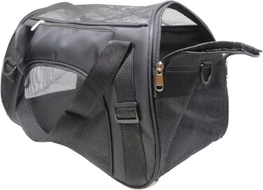 Транспортна сумка для тварин, схвалена авіаперевізниками, для середніх та малих котів, цуценят, кошенят, собак/котів, чорна сумка для подорожей з тваринами (розмір M)