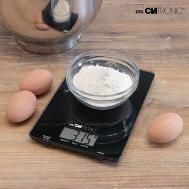 Кухонні ваги Clatronic KW 3626: скло, до 5000 г, тара, LCD-дисплей