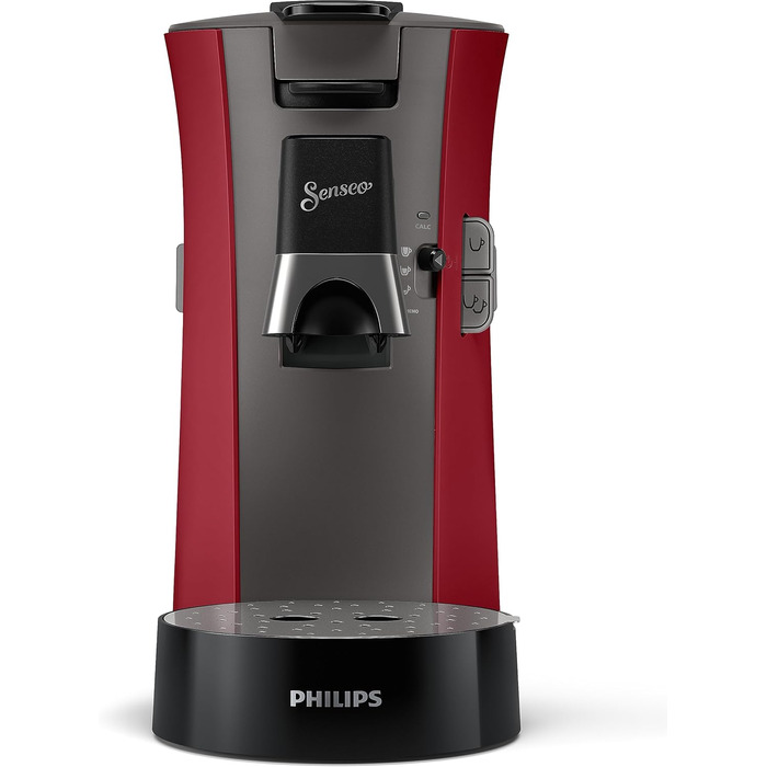 PHILIPS Senseo Select Coffee Pad Machine - Coffee Strength Choice Plus, Memo Function, Made from Recycled Plastic, 1450 Watts, 0.9 Liters, Red (CSA240/90)