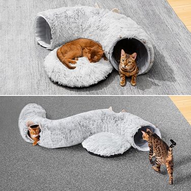LUKITO Cat Tunnel, Cat Toy for Indoor Cats, Soft Cat Bed, Large Cat Tunnel with Two Entrances Cat Cave, Suitable for Cat