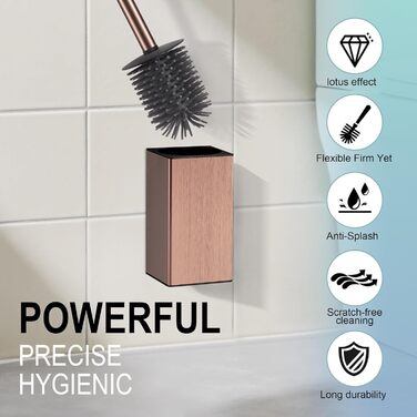 Настінна щітка для туалету DAZI з кріпленням без свердління, нержавіюча сталь, сучасний дизайн, знімний внутрішній стаканчик, золотий/рожевий золотий колір