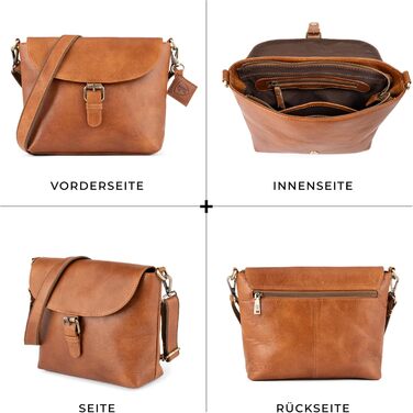 Сумка жіноча через плече Berliner Bags Catalina Vintage коричнева шкіра. Середня кросбоді сумка з магнітним закриттям