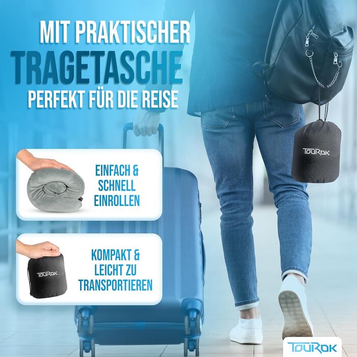 Подушка для шиї у літак з додатковою подушкою – Memory Foam, автомобіль – регульована підтримка шиї, для дорослих, сіра