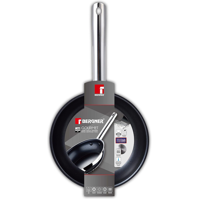 BERGNER Gourmet | Stockpot with Glass Lid | 8 L Capacity | Made of Stainless Steel | Ergonomic Handles | Kitchen Appliances | Suitable for All Cooktops (28 x 5.5 CM)