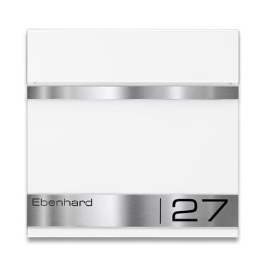 Поштова скринька Metzler Premium з газетницею, антрацит. Персоналізована з табличкою для імені. Якісна настінна поштова скринька з нержавіючої сталі V2A з порошковим покриттям RAL 7016, модель Stencil (біла)