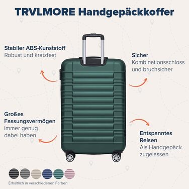 Набір валіз TRVLMORE 3 в 1: жорсткий корпус, ручна поклажа 55x40x20 см, сірий та темно-зелений