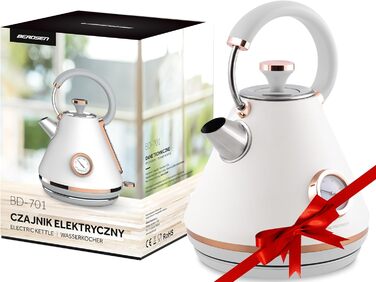 Елегантний чайник Berdsen BD-701 з термометром, 1.7L (білий)