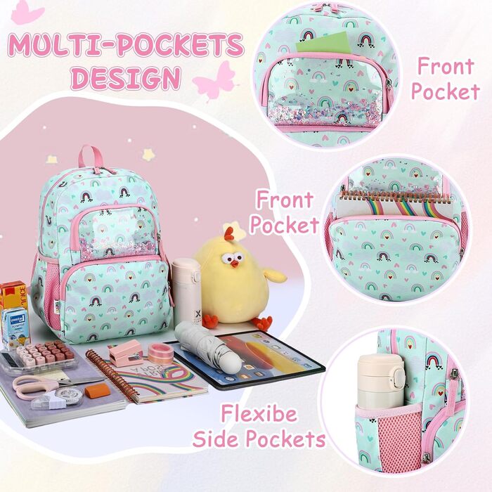 Дитячий рюкзак RAVUO для дівчаток та хлопчиків, шкільний рюкзак з нагрудним ременем, рюкзак для дітей 3-8 років, рюкзак у вигляді єдинорога/динозавра, 1 клас, кольоровий