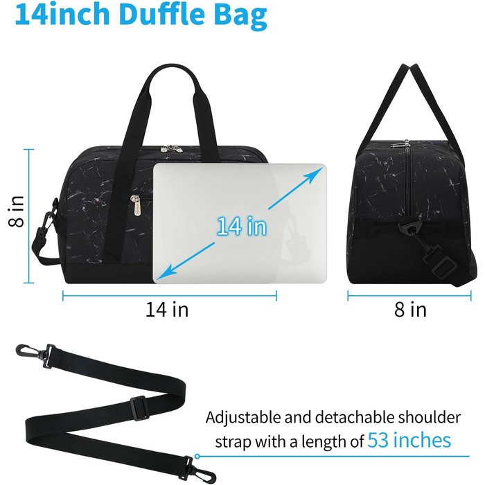 Спортивна сумка Mini Reisetasche 18л, дорожня сумка для фітнесу та школи 35x20x25 см (Мармур, 14 дюймів)