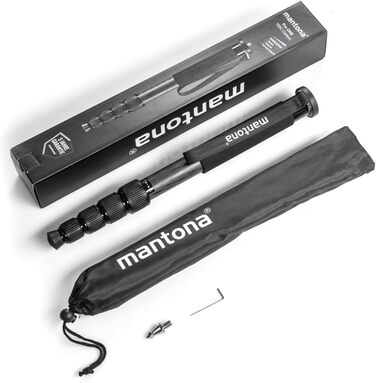 Штатив Mantona Pro One одноногий, карбоновий, чорний - регулювання висоти 39-144 см, з аксесуарами