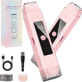 Електричний жіночий епілятор 2-в-1 Intimrasierer з LED-дисплеєм та IPX7 водонепроникністю, рожевий