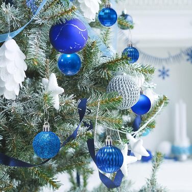 Набір ялинкових прикрас 36 шт, кульки для ялинки з пластику 4 см, блакитні