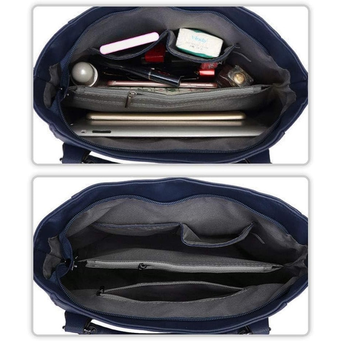 Жіноча сумка-шопер VINBAGGE з PU шкіри, темно-синя, через плече, для офісу та на кожен день