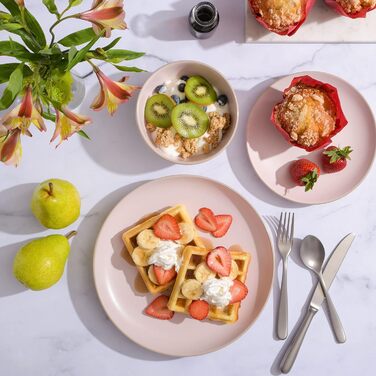 Набір посуду Gibson Home Festival Rings (16 предметів) з рожевого стеунгоду, ручна робота, для 4 осіб, сумісний з посудомийною машиною та мікрохвильовою піччю