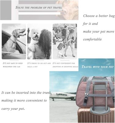 Трансформер-переноска для котів та собак з підкладкою з флісу та сіткою, велика місткість, з плечовим ременем (рожевий)