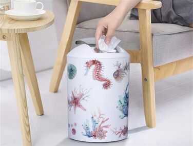 Набір аксесуарів для ванної кімнати Icegrey: 6 предметів (Океан) - дозатор для лосьйону, стакан для зубних щіток, стакан, мильниця, тримач для туалетного паперу, відро