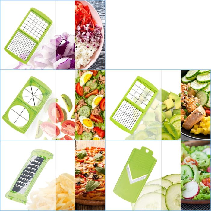 Genius Nicer Dicer Plus (18 частин) - Набір для нарізки овочів та фруктів: кубики, соломка, слайси, стрічки (Ківі)