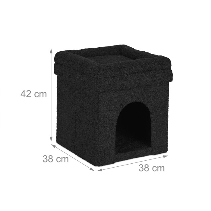 Relaxdays Black Cat Cave with Cushion